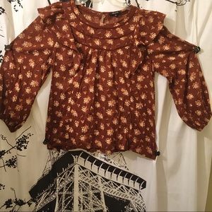 Madewell Floral Ruffle Top in Brown